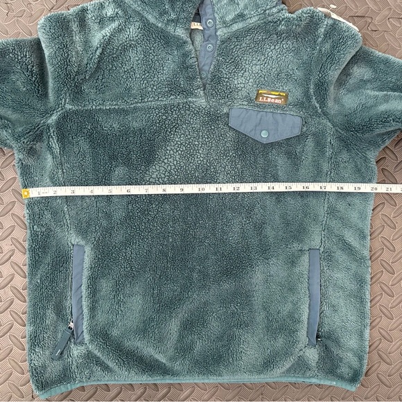 L.L. Bean Green Fleece Jacket Quarter Snap Pullover Teal PoKets Size Small - Picture 6 of 7
